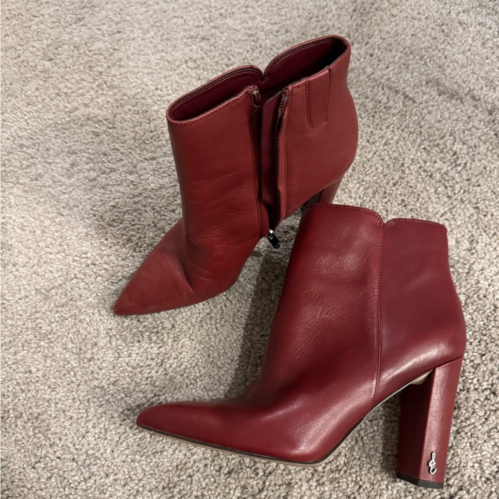 Sam Edelman Dark Red Ankle Boots Size 9